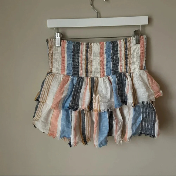Aerie Tiered Ruffle Stripe Multicolor Mini Cotton Skirt Women’s Size Medium - Picture 5 of 6